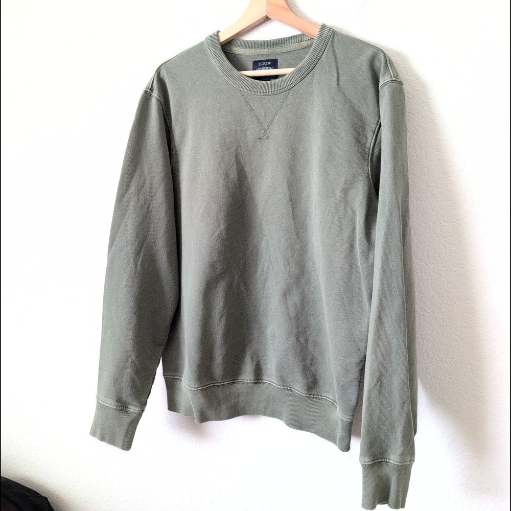 J.Crew Authentic Fleece New York Sweatshirt Mens Medium Olive Green Cotton CP754